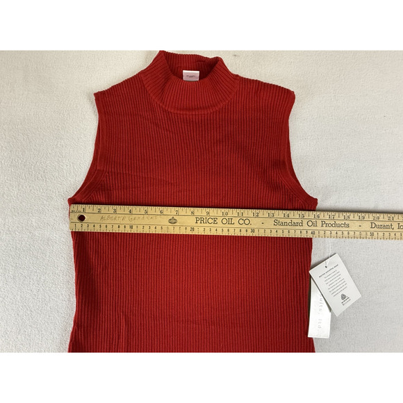 Pursuits,ltd woolmark Sleeveless Turtleneck Shirt Red Blouse Womens S Preppy Y2K - Picture 11 of 12